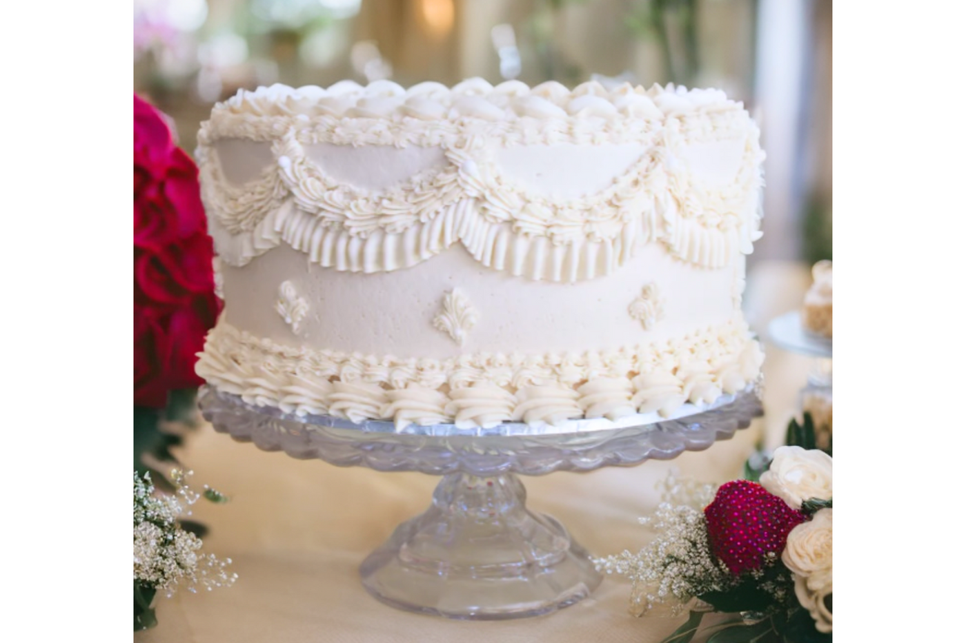 Custom White Single Tier Vintage Wedding Cake, My Little Cupcake Sydney
