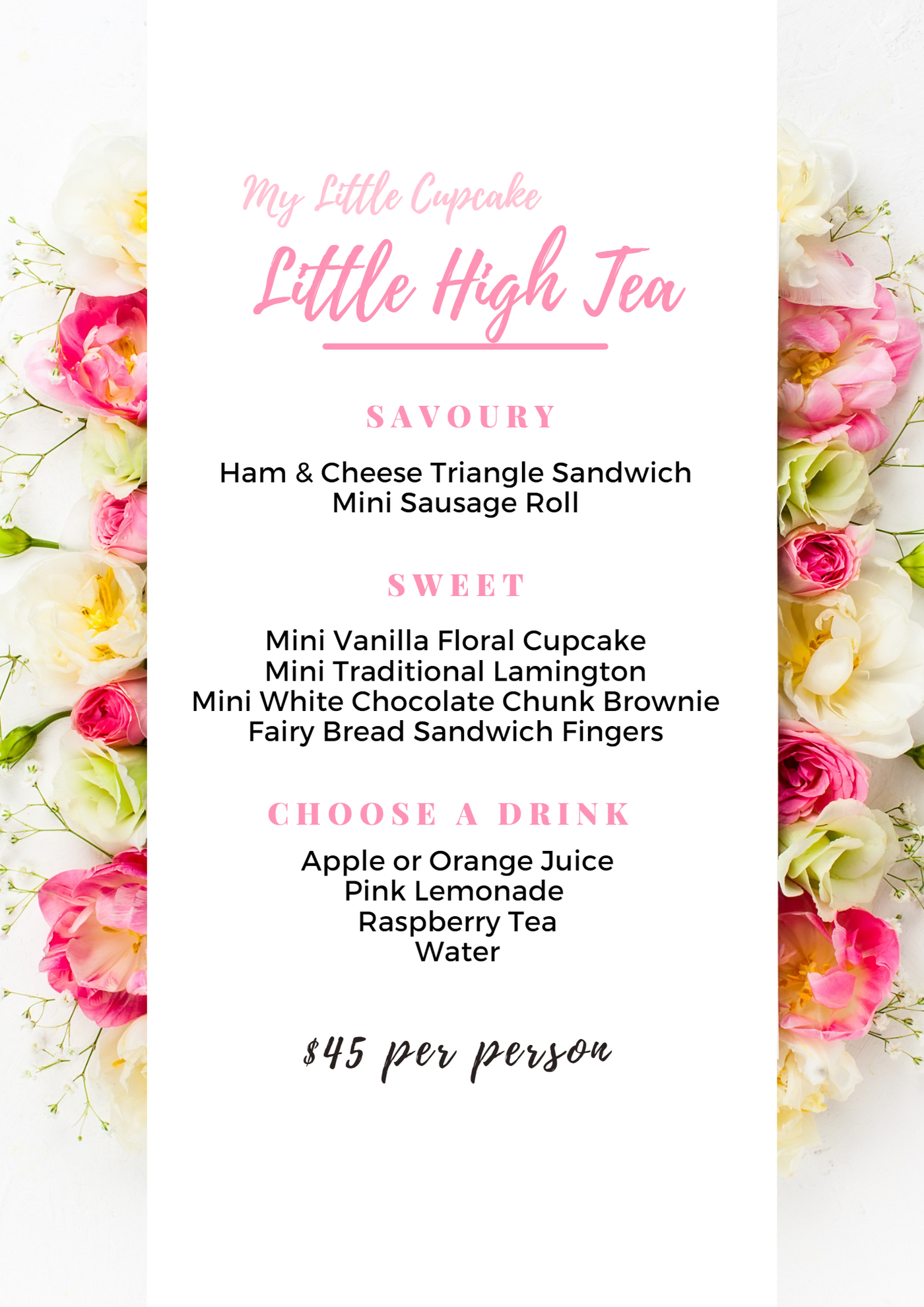 Children's High Tea (under 12yrs old only.   50% deposit required upon booking)