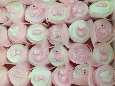 Pink and White Classic Baby Set Cupcakes  for Baby Showers and Gender Reveals(Boy/Girl/Mixed) - My Little Cupcake