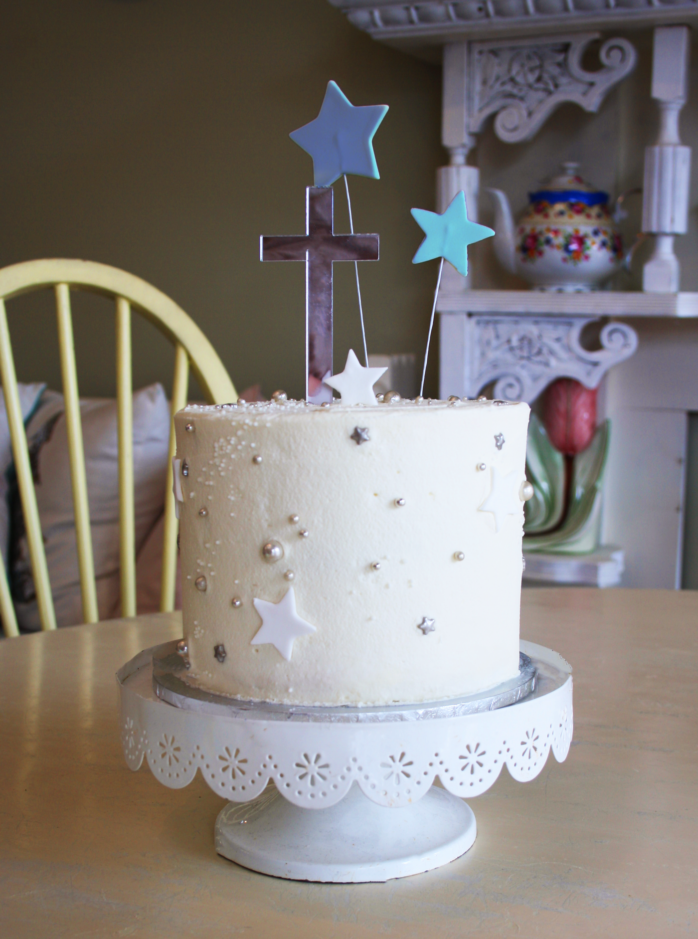 Starry Night Christening Cake